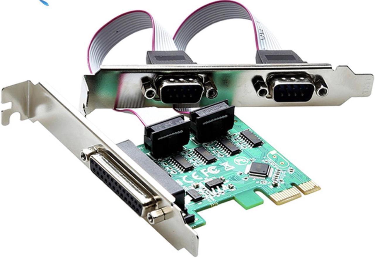 PCI Express PCIe to 2 RS232 RS-232 Serial Port COM & DB25 Printer Parallel Port Interface Riser Card