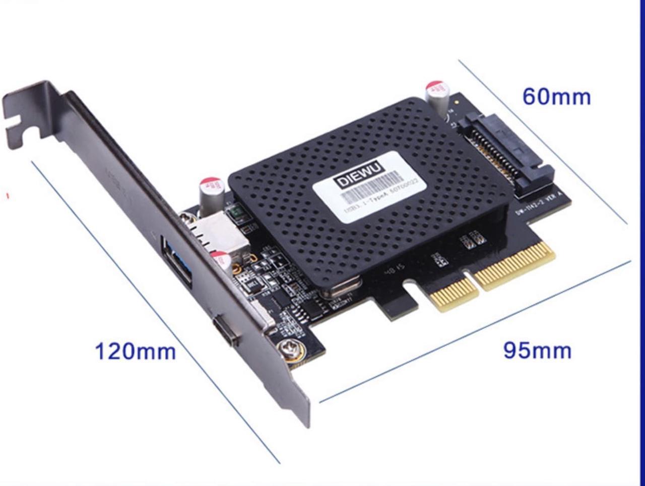 PCI Express 4X to USB3.1 Type A and USB3.1 Type C Riser card adapter with SATA 15pin Power Connector