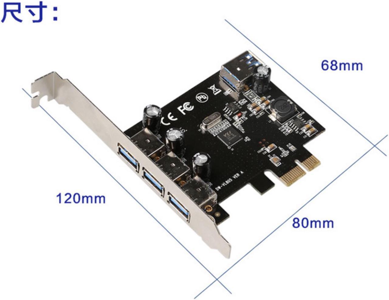 3+1 Ports USB3.0 Expansion card for VIA PCI Express X1 to 3 external +1 internal PCIe Riser card Up to 5Gbps