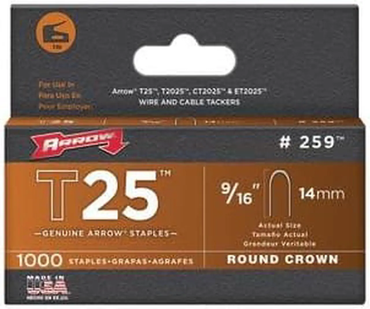 Alt view image 4 of 11 - Arrow Fastener 259 T25 9/16 Inch (14mm) Staples, 1000/Pk