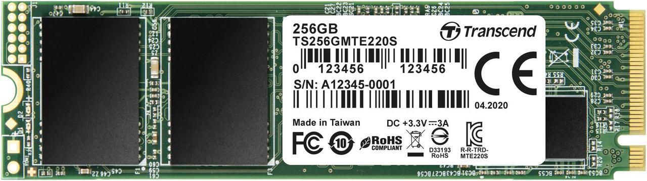 Alt view image 3 of 17 - Transcend 220S 256GB NVMe PCIe 3.0 x4 Double-sided M.2 2280 Internal Solid State Disk TS256GMTE220S