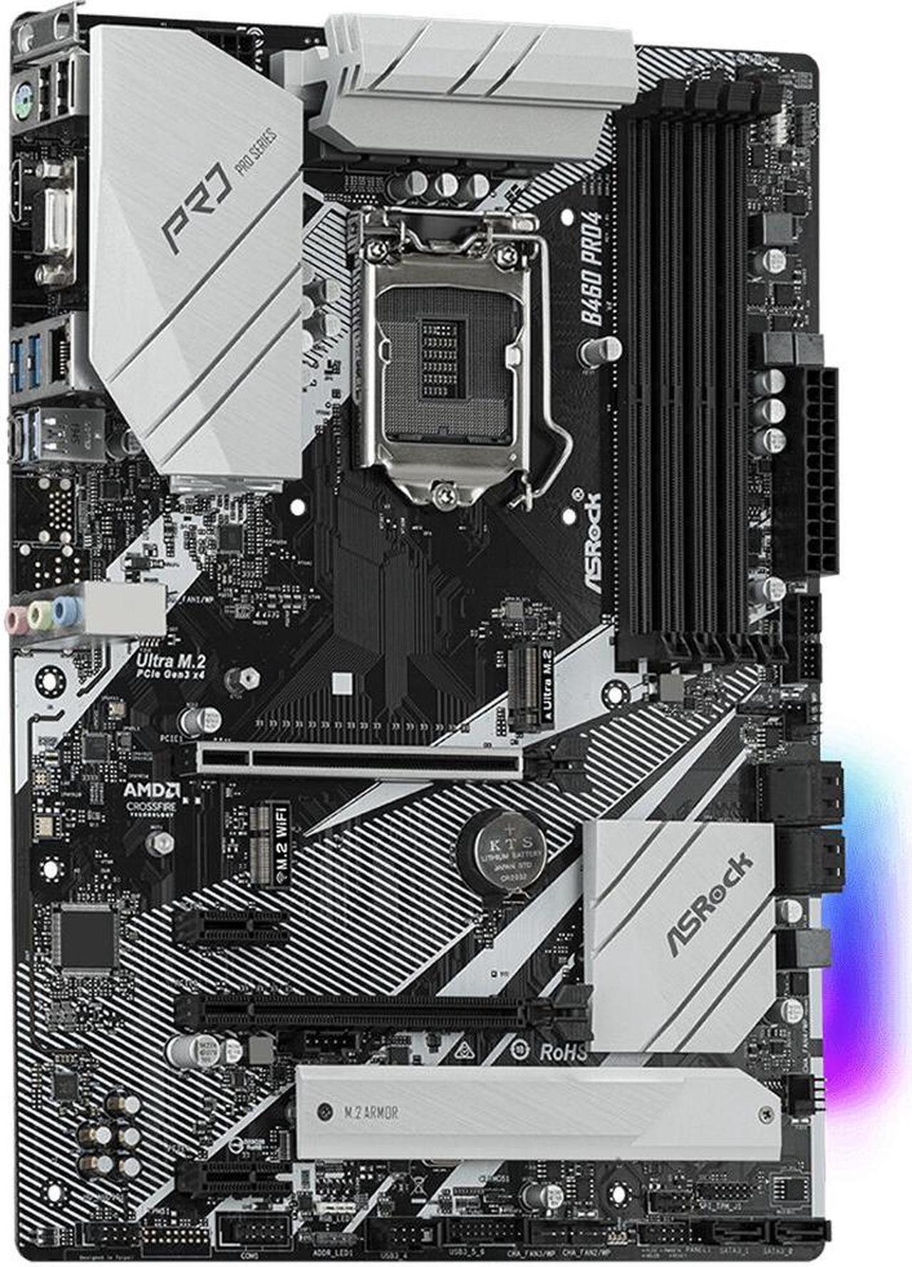 Alt view image 4 of 4 - ASRock B460 PRO4 LGA 1200 Intel B460 SATA 6Gb/s ATX Intel Motherboard