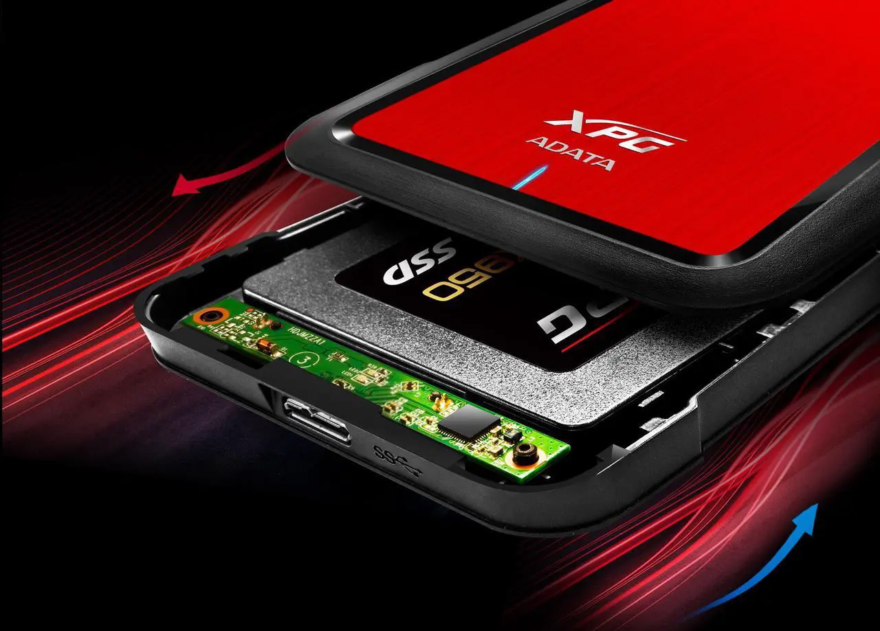 Alt view image 8 of 11 - ADATA XPG EX500 - Storage enclosure - 2.5" - SATA 6Gb/s - 600 MBps - USB 3.1 - red