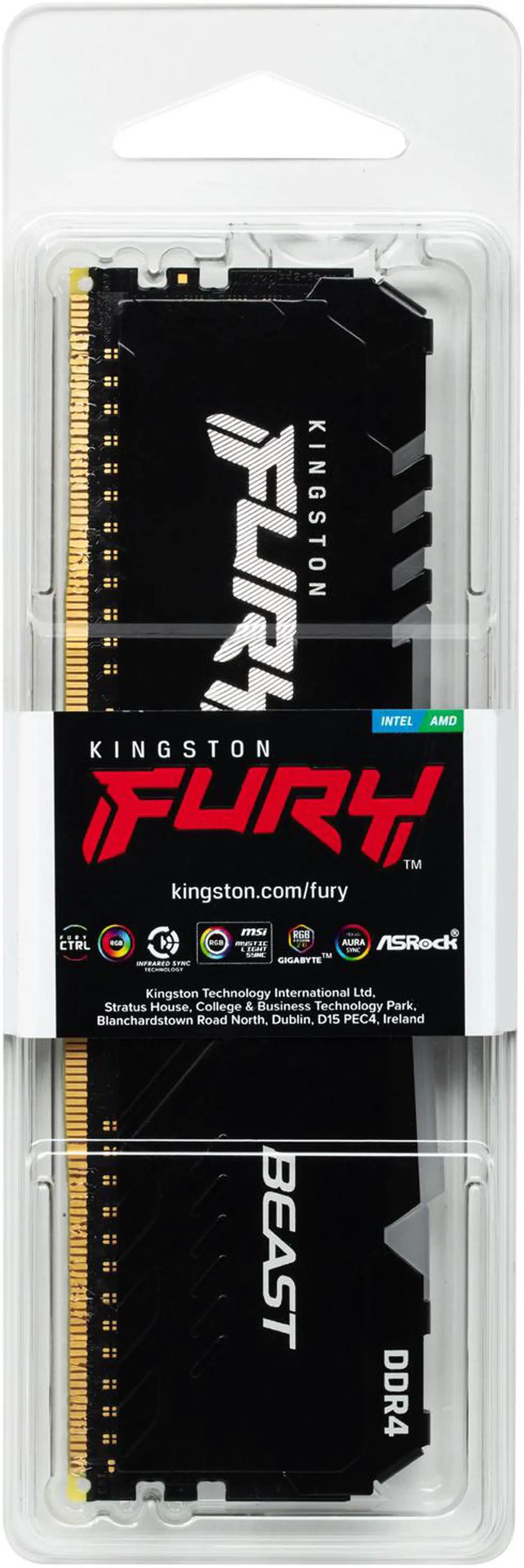 Alt view image 7 of 20 - Kingston Fury Beast RGB 8GB DDR4 3200MHz 288pin DIMM Memory Module KF432C16BBA/8