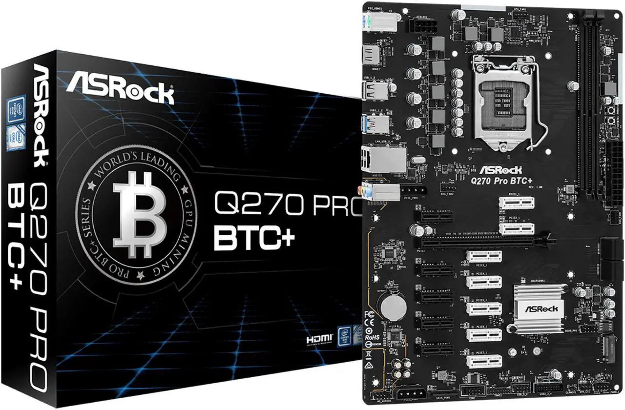 Main image of Asrock Q270 PRO BTC+ Mining Board Intel 1151 ATX DDR4  Motherboard