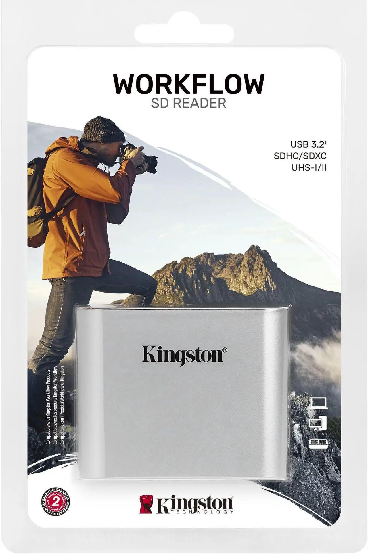 Alt view image 16 of 16 - Kingston USB3.2 Gen1 Workflow Dual-Slot SDHC/SDXC UHS-II Card Reader WFSSD