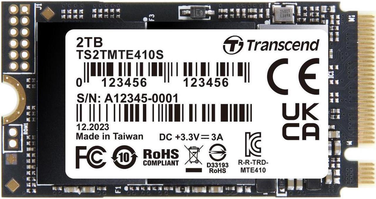 Main image of 2TB Transcend 410S NVMe PCIe 4.0 M.2 2242 Gen4 x4 Internal SSD