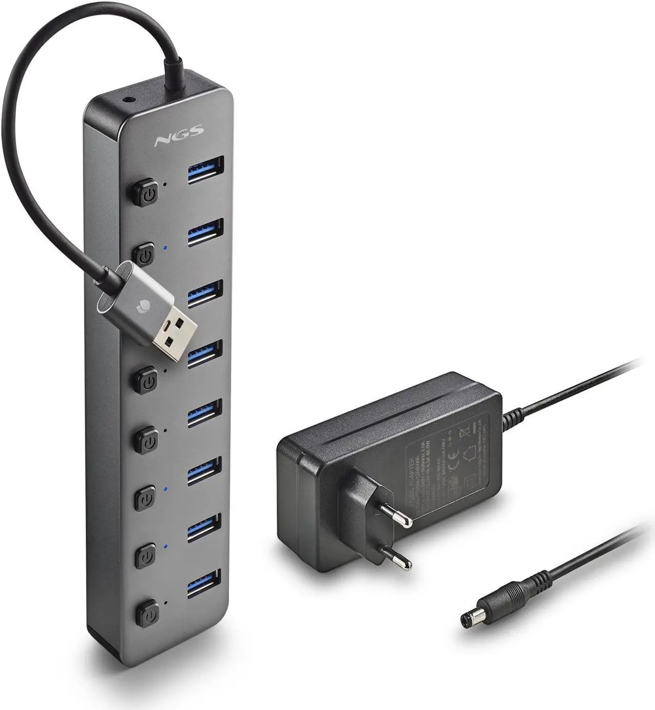 Alt view image 3 of 5 - NGS IHUB8, 8 Ports USB 3.0 Hub with Power Adapter 5V/3A