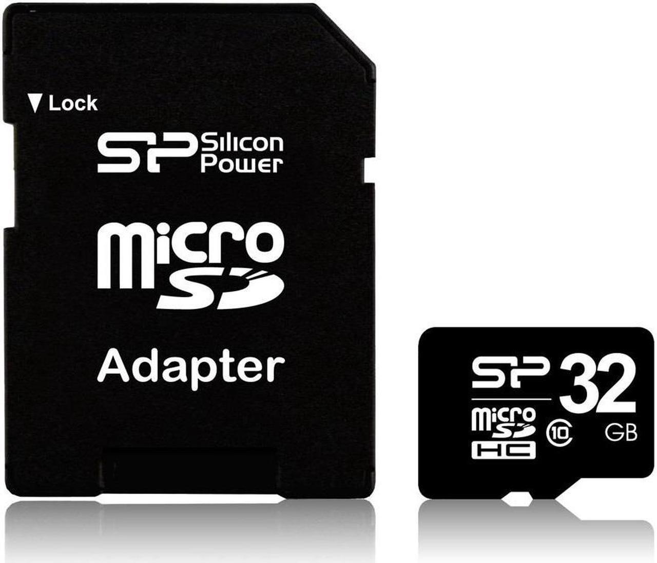 Alt view image 2 of 6 - Silicon Power 32GB microSD Memory Card SDHC Class 10 w/ SD adapter Model SP032GBSTH010V10SP