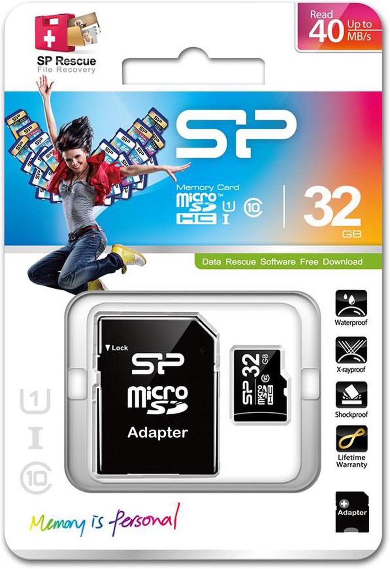 Alt view image 3 of 6 - Silicon Power 32GB microSD Memory Card SDHC Class 10 w/ SD adapter Model SP032GBSTH010V10SP