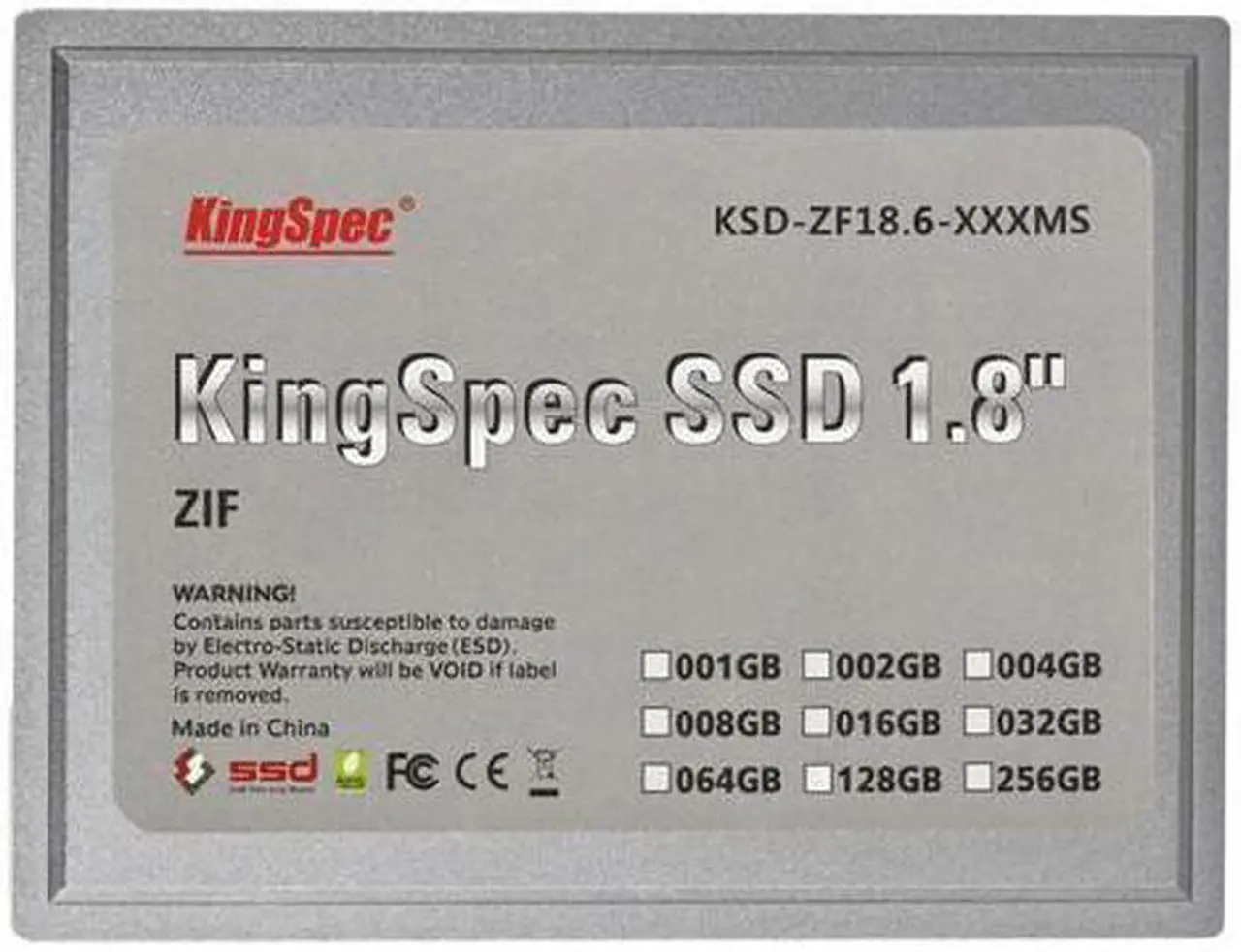 Alt view image 4 of 6 - KingSpec 128GB 1.8" ZIF MLC 40-Pin SSD Solid State Disk SMI Controller Model KSD-ZF18.6-128MS