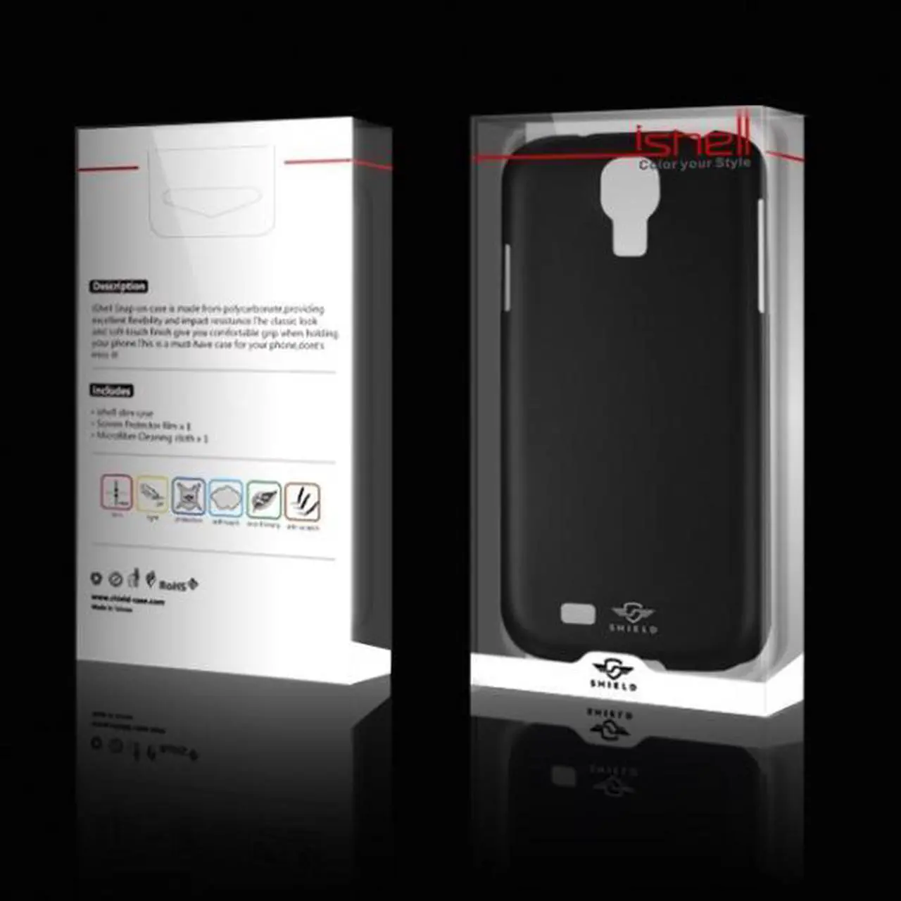 Alt view image 5 of 5 - iShell Classic Black Snap-On Case + High Quality Screen Protector for Samsung Galaxy S4 Model CS-SAM-S4-BK