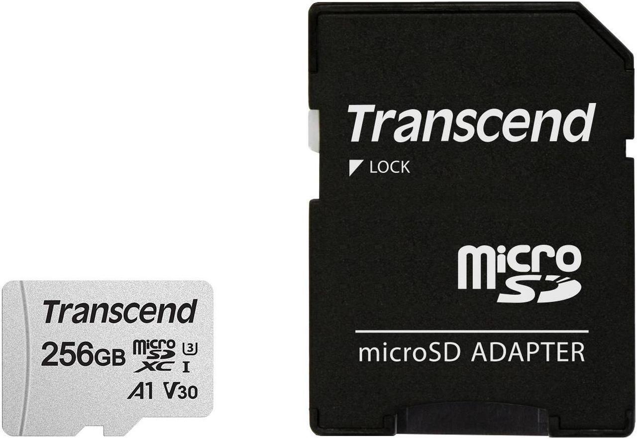 Alt view image 2 of 14 - Transcend 256GB 300S microSDXC CL10 V30 A1 Memory Card with SD Adapter