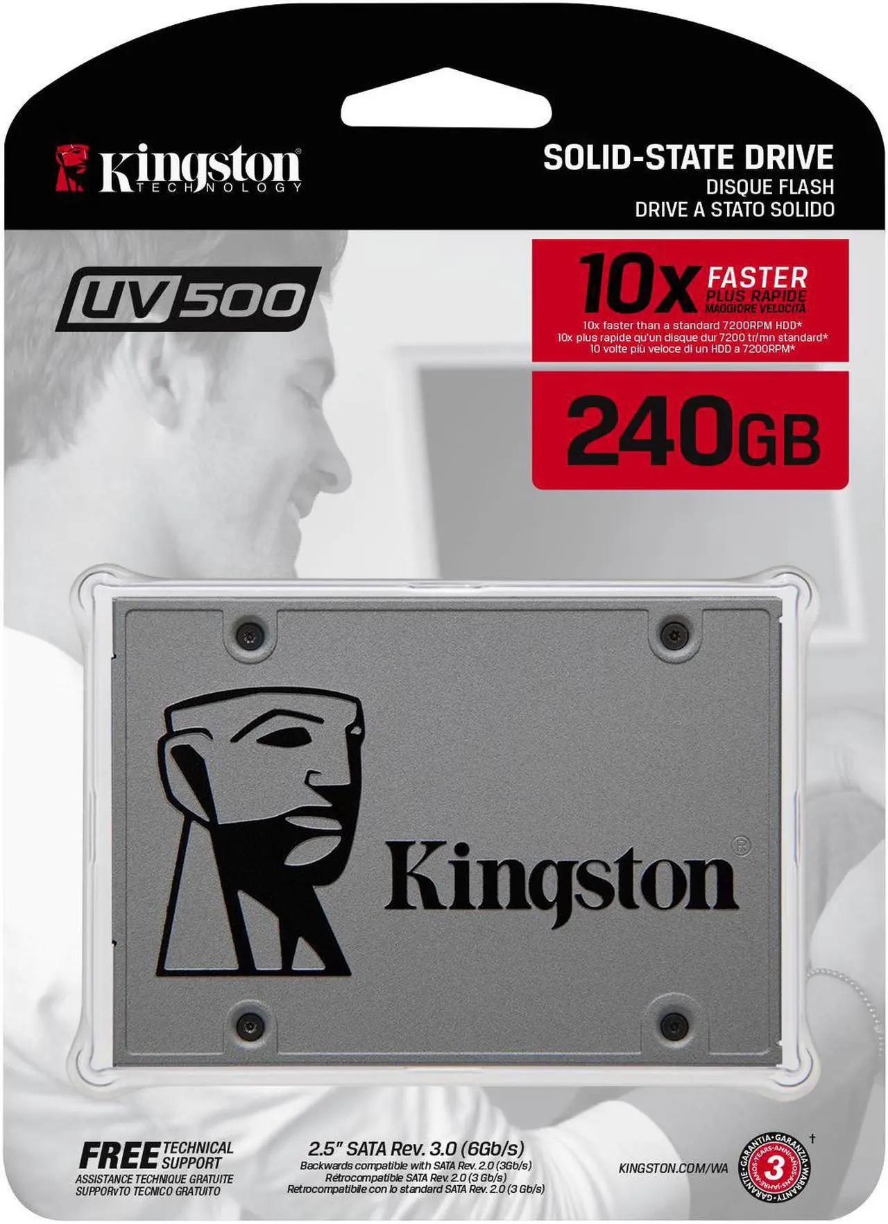 Alt view image 4 of 20 - Kingston UV500 240GB 2.5" 3D NAND SATA Internal Solid State Drive