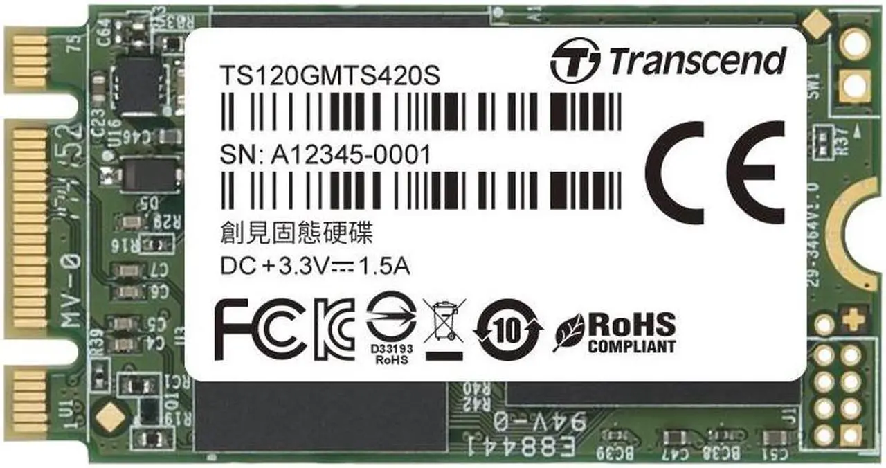 Alt view image 2 of 14 - Transcend MTS420 120GB M.2 SATA-III SSD (TS120GMTS420S)