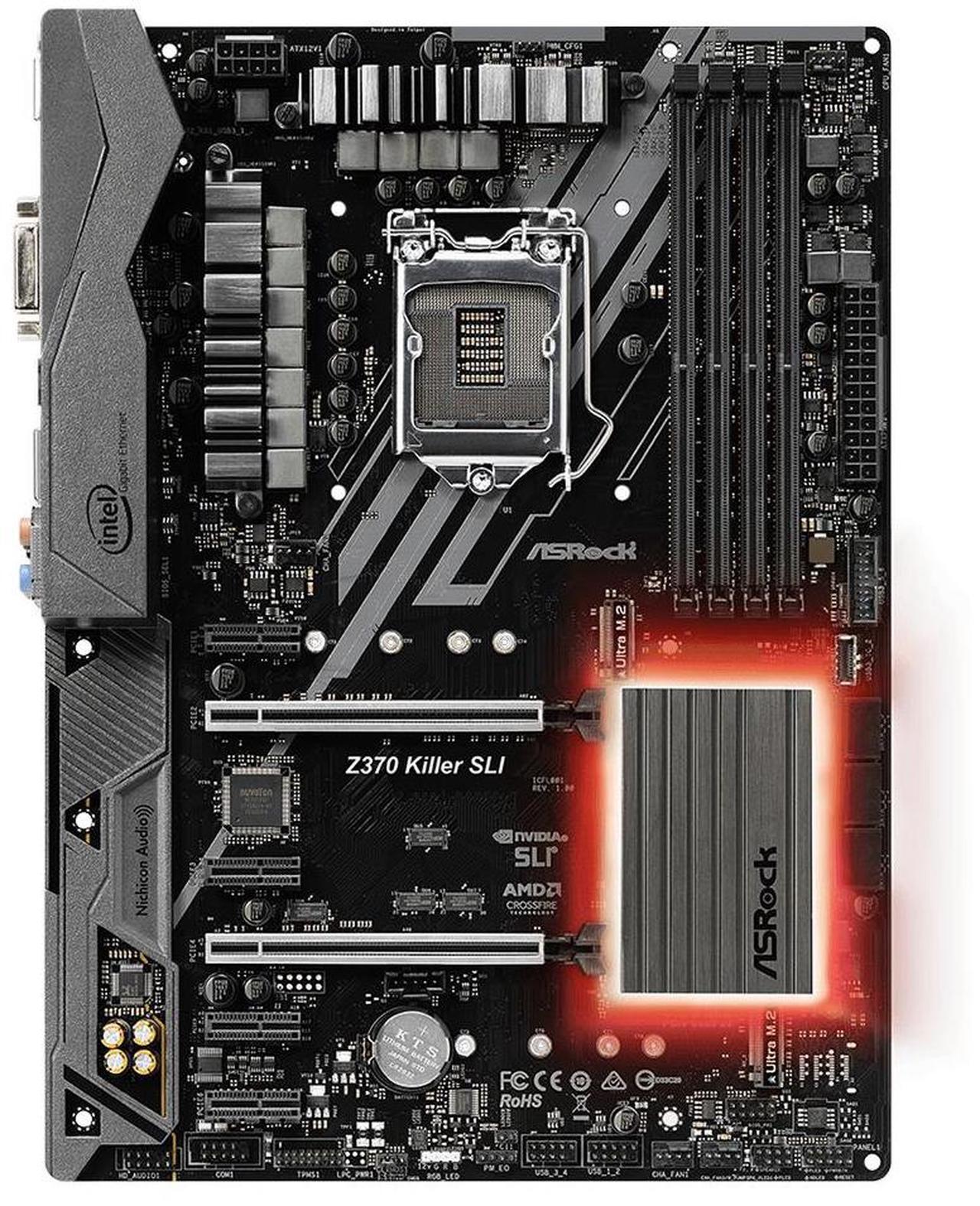 Alt view image 7 of 10 - ASRock Intel Z370 Killer SLI Socket LGA 1151 DDR4 ATX Motherboard (Z370 KILLER SLI)