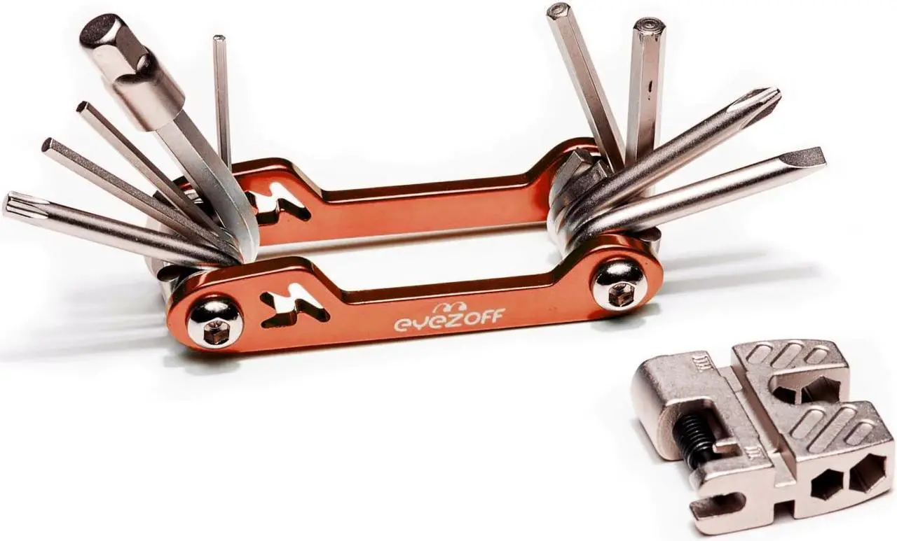 Alt view image 2 of 5 - EyezOff Folding Bicycle Multi Tool With 18 Functions (Orange/Silver)
