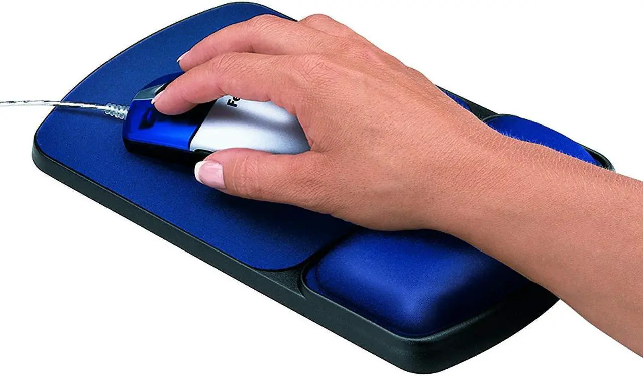 Alt view image 3 of 3 - Fellowes Inc. 98741 Fellowes Gel Wrist Rest and Mouse Rest - Sapphire/Black - 10.1" x 6.3" x 0.9" Dimension - Sapphire - Gel, Lycra - Wear Resistant, Tear Resistant