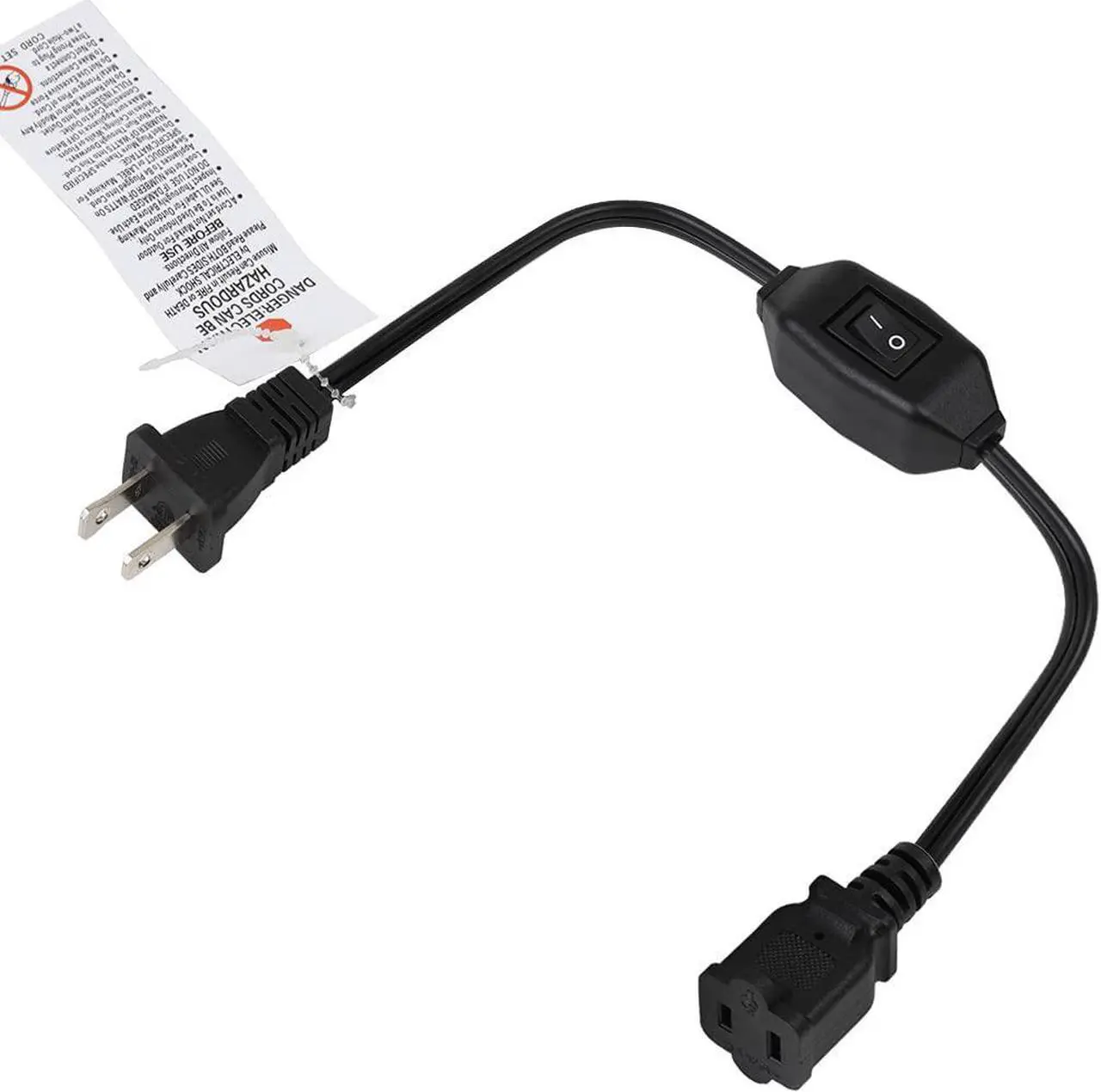 Alt view image 6 of 7 - 1ft Short Black US Power Extension Cord with on/Off Switch ,On Off Switch Extension Cord,2-Prong Polarized Extension Cord with Switch 12A/125V for Your Chargers/Lamp/Power Adapters etc, 16AWG Cord