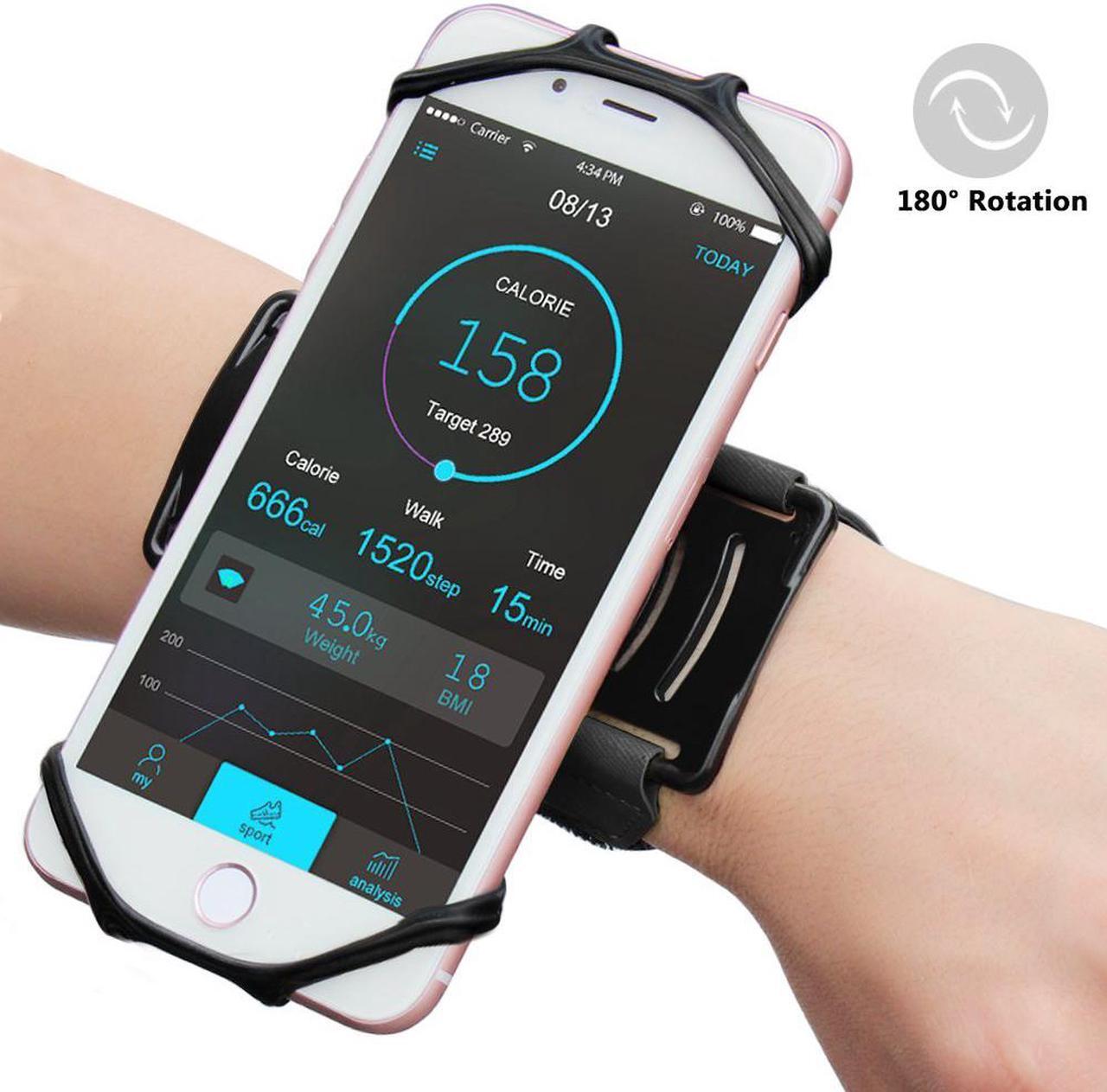 Alt view image 3 of 7 - Phone Wristband 180° Rotating Sports Armband Holder Running Jogging Exercise Cellphone Universal ,Workout Forearm Wristband Phone Holder for 4-5 iPhone , Samsung ,Smart phone (4" to 5.5" Phone)