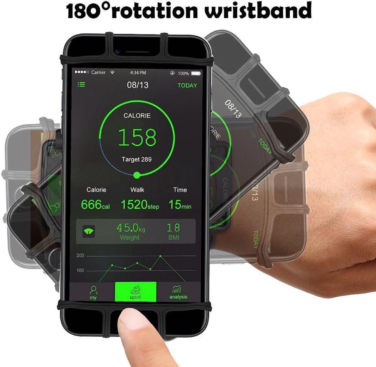 Alt view image 4 of 7 - Phone Wristband 180° Rotating Sports Armband Holder Running Jogging Exercise Cellphone Universal ,Workout Forearm Wristband Phone Holder for 4-5 iPhone , Samsung ,Smart phone (4" to 5.5" Phone)