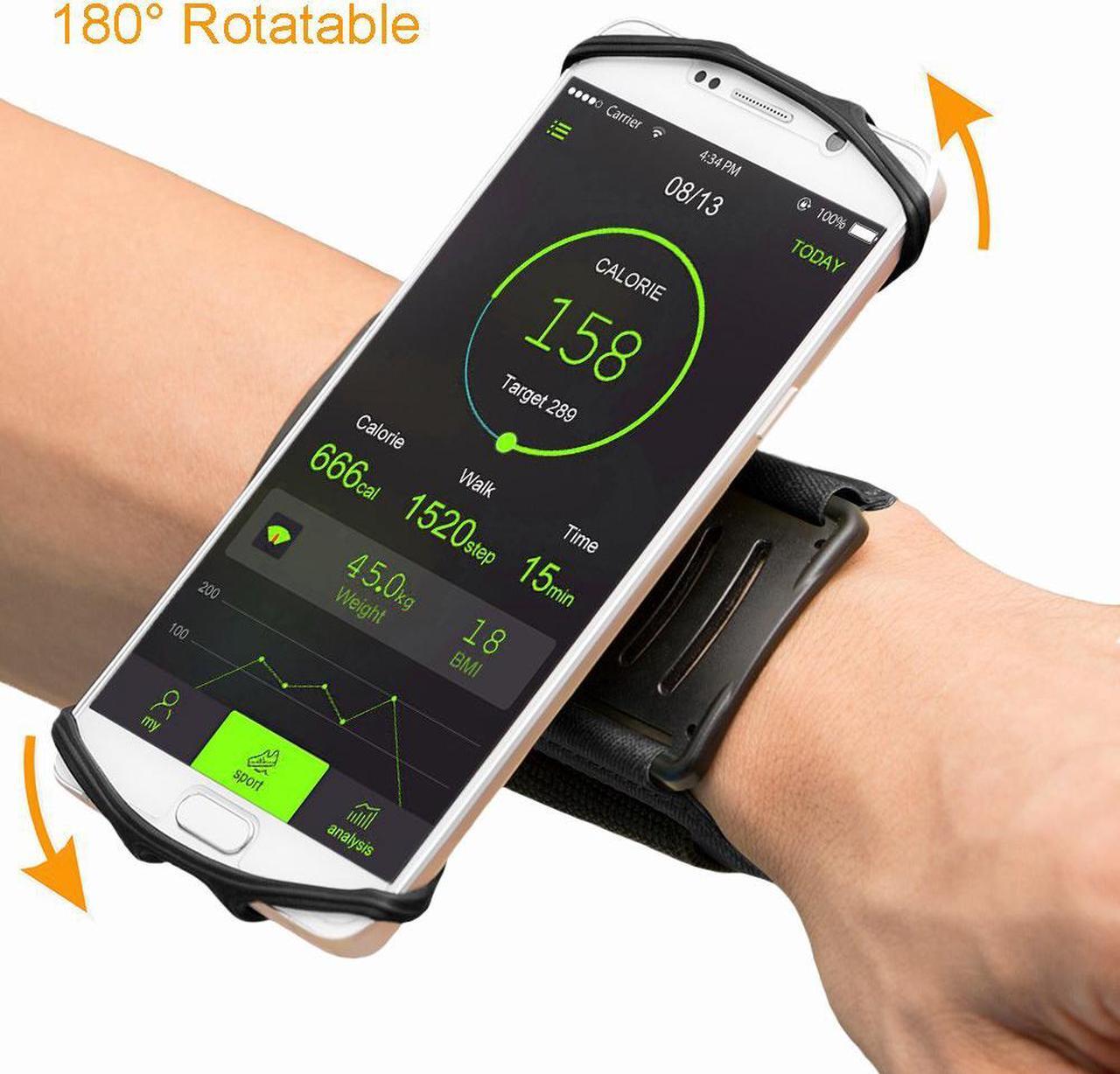 Main image of Phone Wristband 180° Rotating Sports Armband Holder Running Jogging Exercise Cellphone Universal ,Workout Forearm Wristband Phone Holder for 4-5 iPhone , Samsung ,Smart phone (4" to 5.5" Phone)