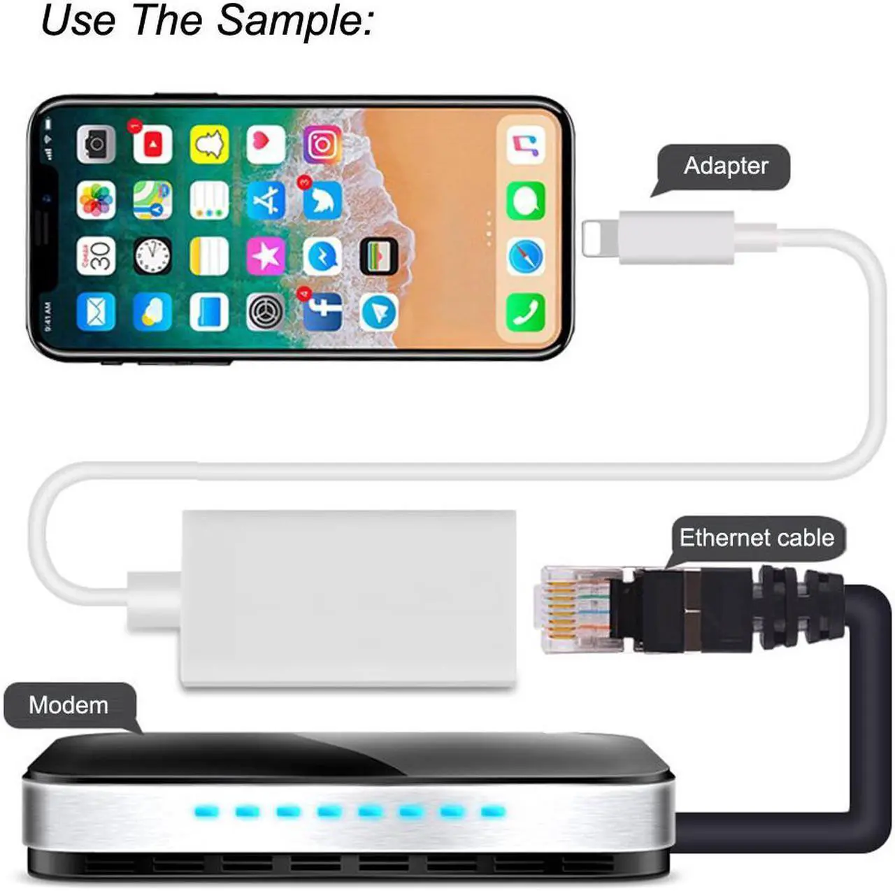 Alt view image 3 of 7 - Lightning to Ethernet Adapter RJ45 Wired LAN High Speed Network Connector Overseas Travel for iPhone iPad,RJ45 to Lightning to Ethernet Adapter For iPhone/iPad Ethernet Adapter Cable Connect the Light