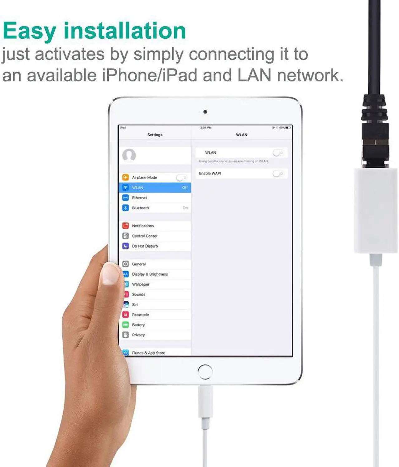 Alt view image 5 of 7 - Lightning to Ethernet Adapter RJ45 Wired LAN High Speed Network Connector Overseas Travel for iPhone iPad,RJ45 to Lightning to Ethernet Adapter For iPhone/iPad Ethernet Adapter Cable Connect the Light