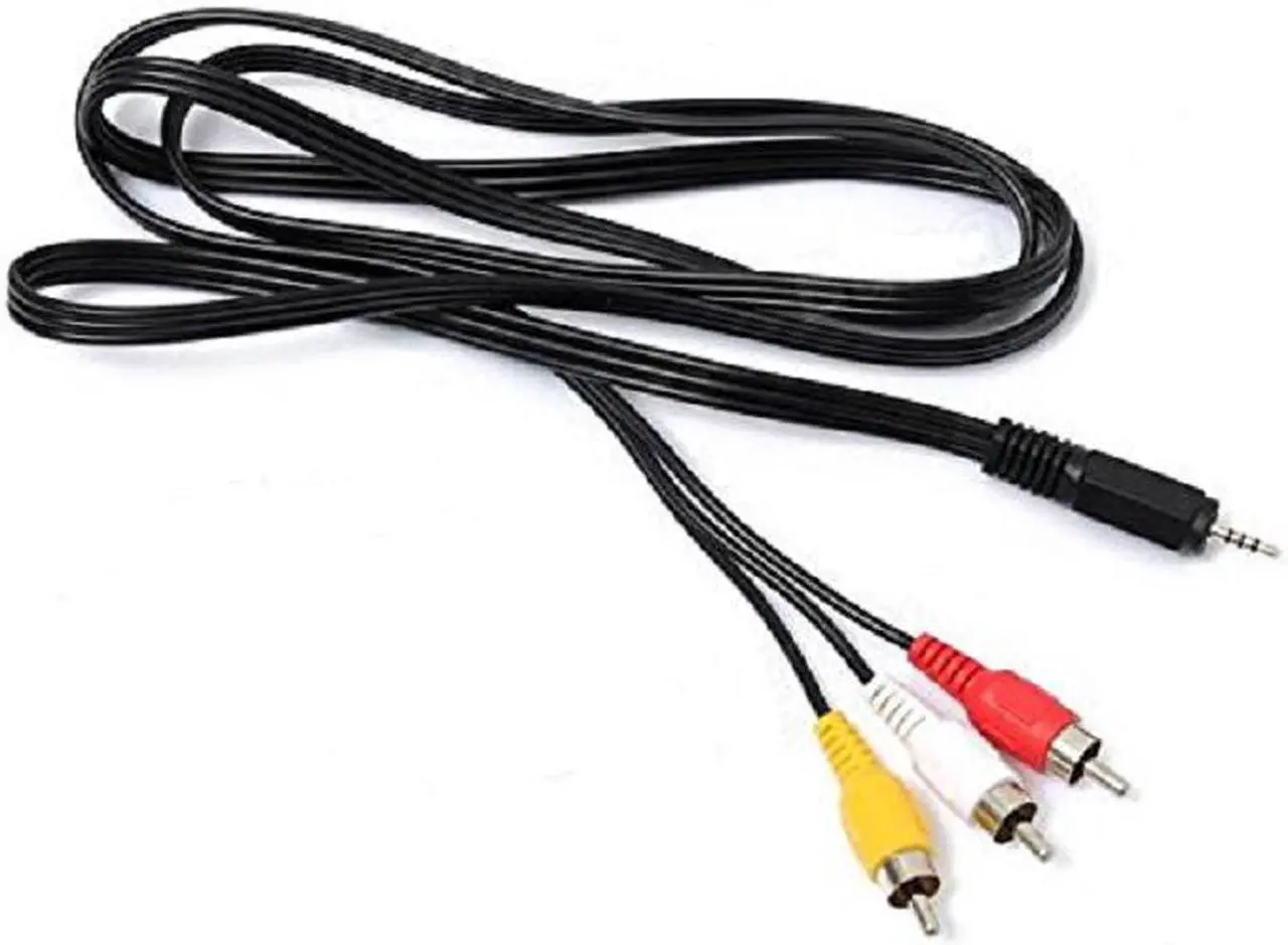 Alt view image 2 of 5 - 2.5mm Jack Male Plug To 3 RCA Male Phono Audio Video AV Out Cable,2.5mm Jack to 3 RCA Phonos 4 pole AV out/TV Cable/Lead(5ft/1.5m)