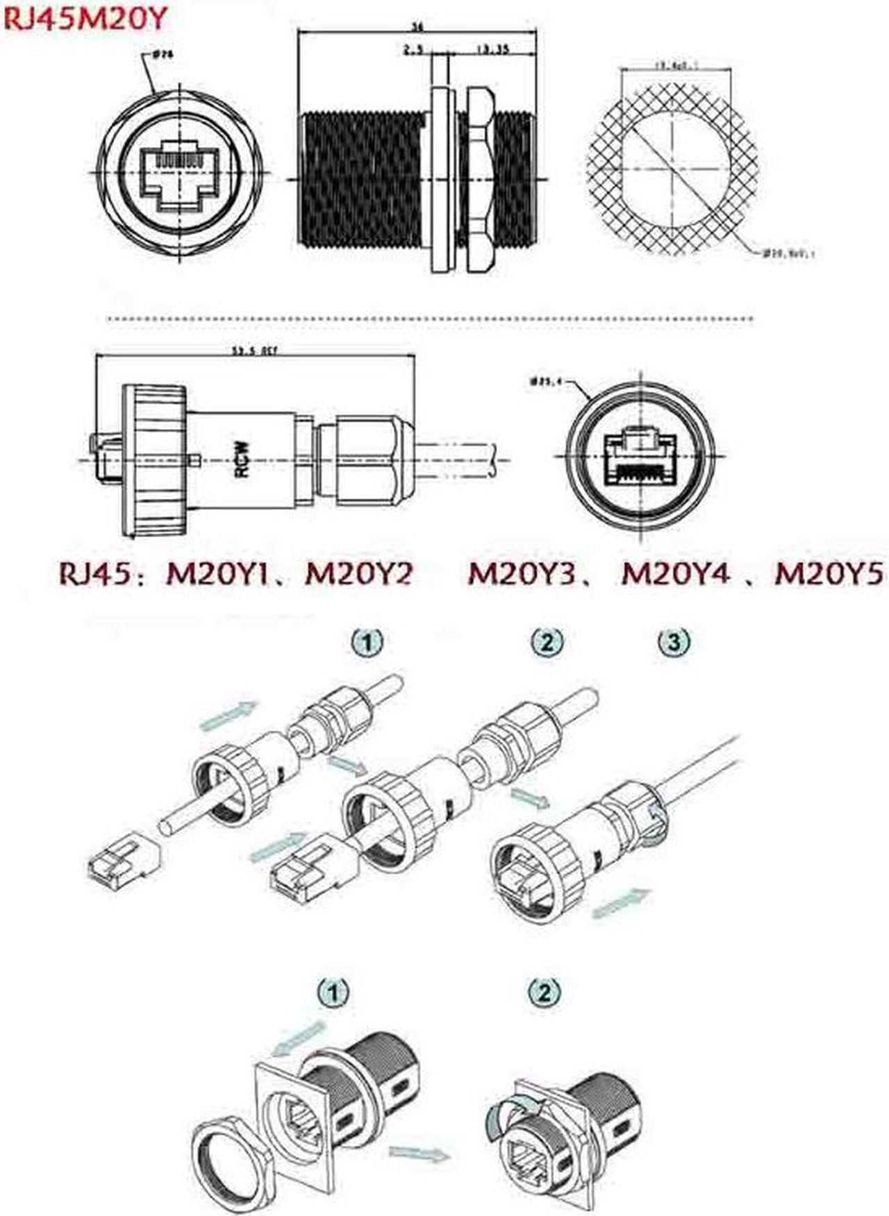 Alt view image 7 of 7 - Panel Mount RJ45 Waterproof Connector 8 PIN, IP68 Ethernet Network Cable Connector LAN Coupler Adapter  Cat5 6 7 8P8C,Locking Waterproof CAT6 RJ45 Female to Female Lan Ethernet Network coupler
