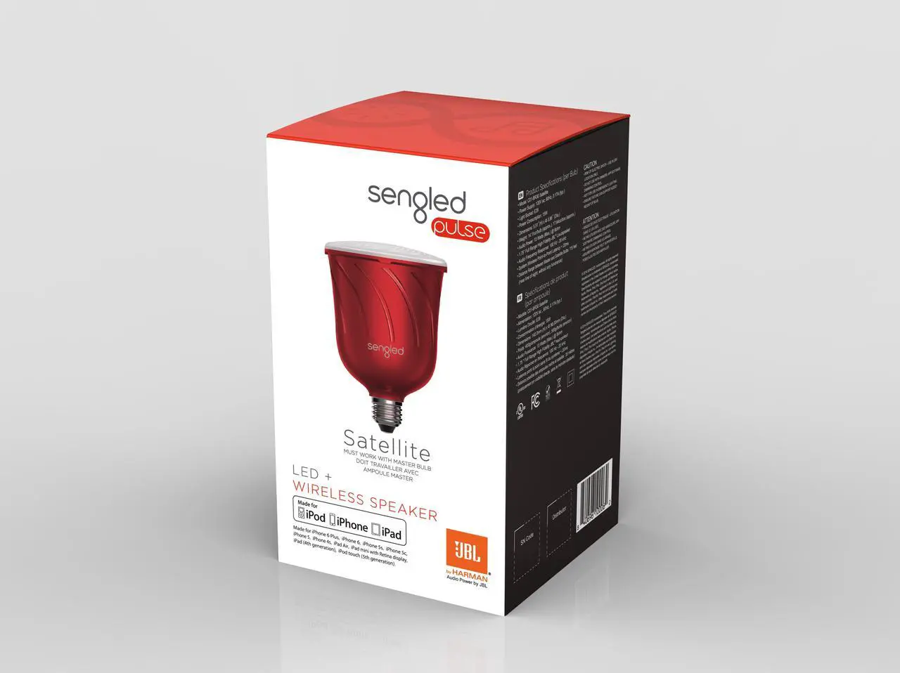 Alt view image 4 of 10 - Sengled Pulse Dimmable LED Light with Wireless Bluetooth Satellite Speaker, Red