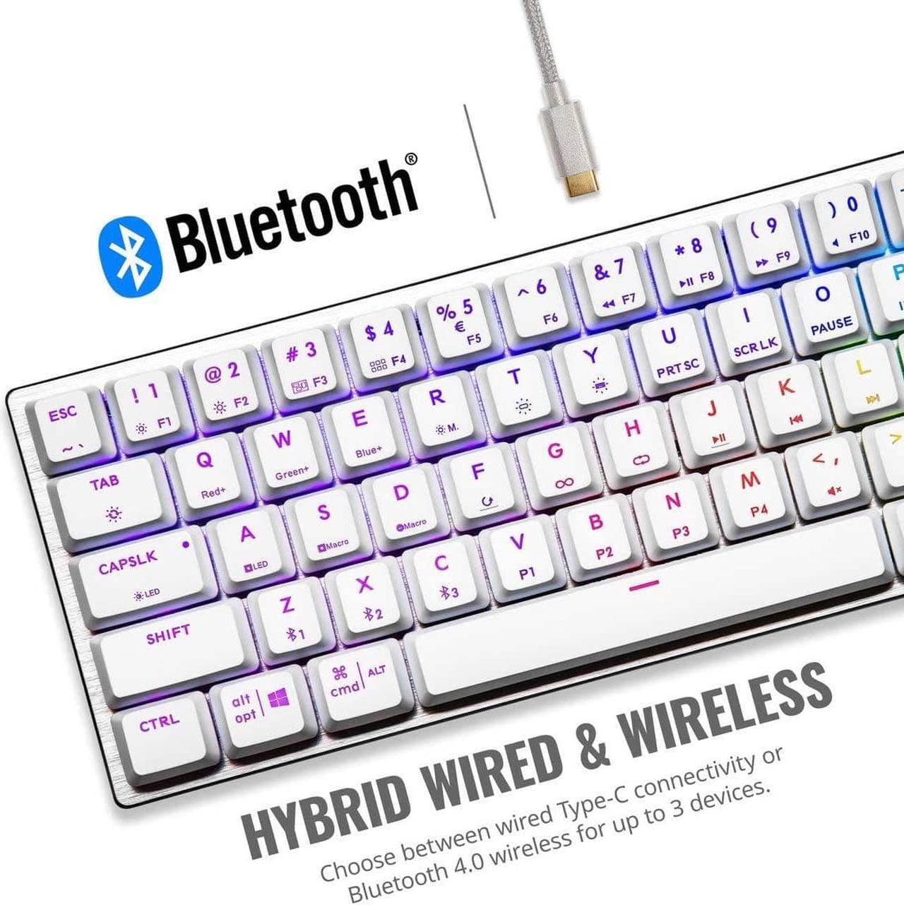 Alt view image 4 of 4 - Cooler Master SK622 Gaming Keyboard - Wired/Wireless Connectivity - Bluetooth - USB 2.0 Type A Interface - Mac OS, Android, Windows - Mechanical Keyswitch - White