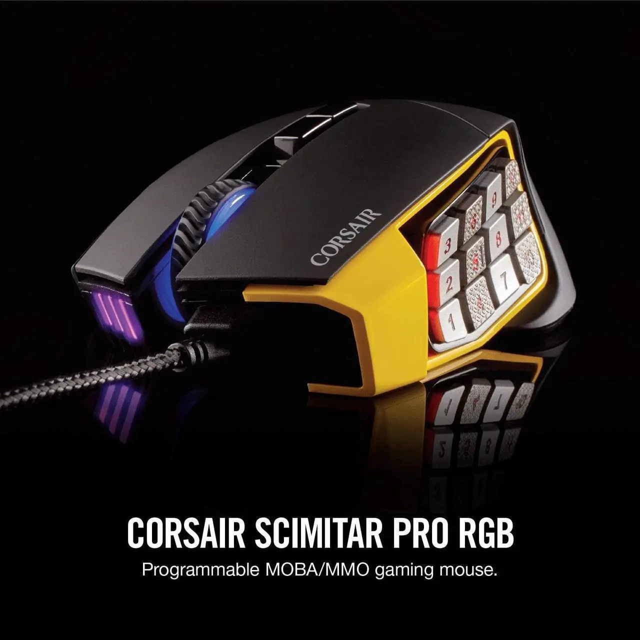 Alt view image 3 of 3 - CORSAIR CH-9304011-NA Scimitar Pro RGB - MMO Gaming Mouse, 12 Programmable Side Buttons. Yellow