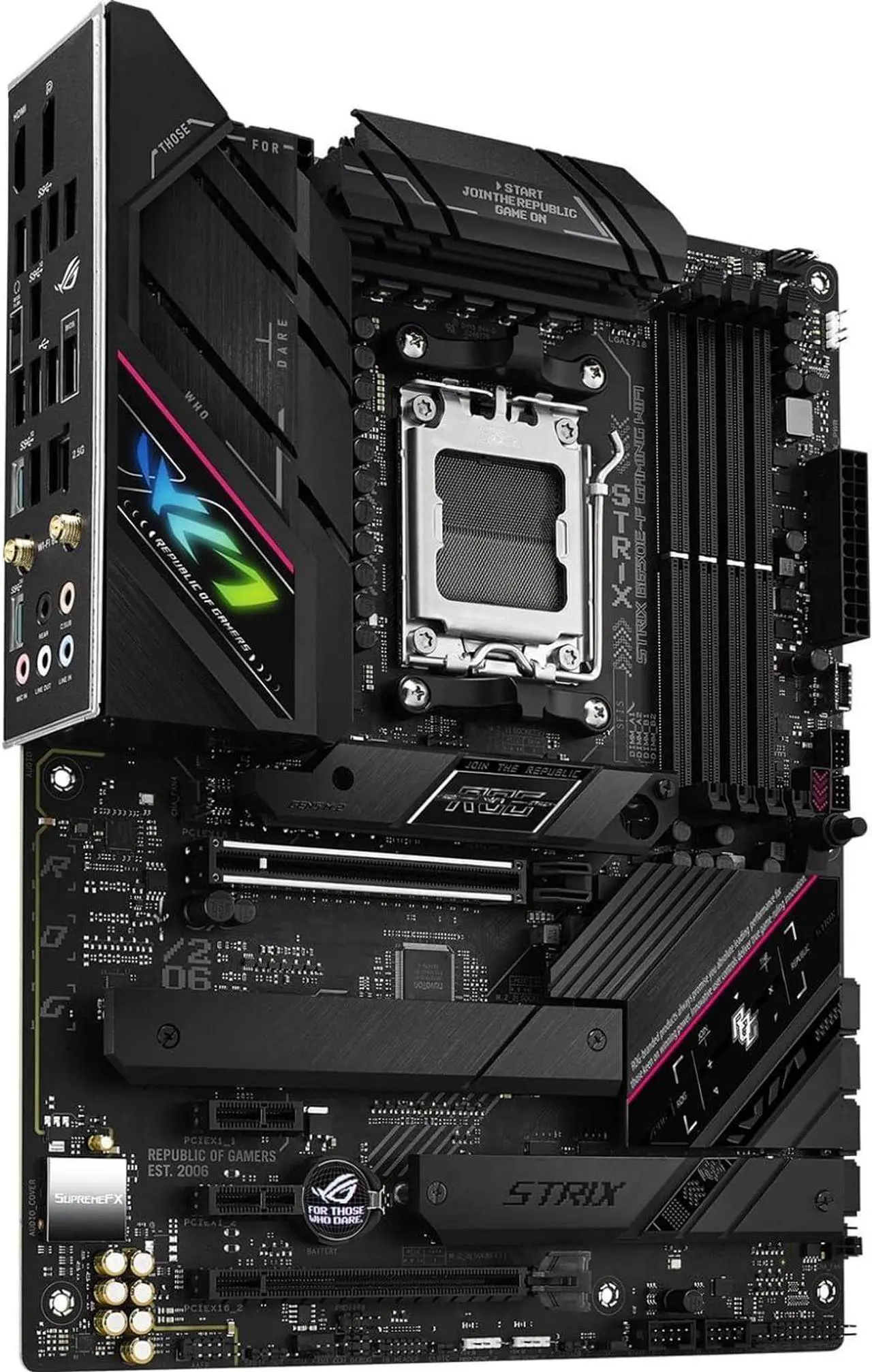 Alt view image 6 of 7 - ASUS ROG STRIX B650E-F GAMING WiFi Socket AM5 (LGA 1718) Ryzen 7000 gaming motherboard(12 + 2 power stages, DDR5, three M.2 slots, PCIe 5.0, WiFi 6E, 2.5G LAN, USB 3.2 Gen 2x2 Type-C® port)