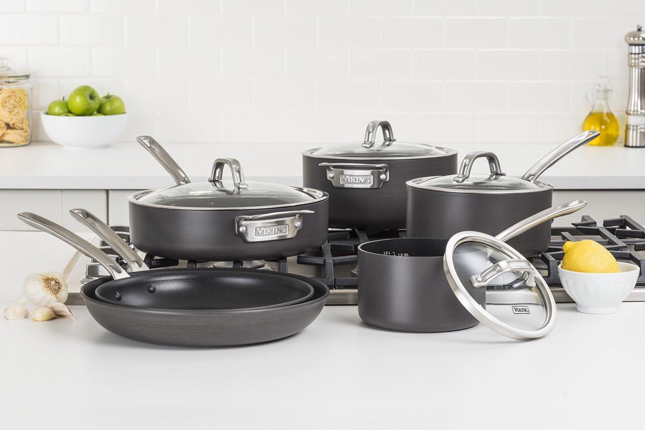 Alt view image 3 of 8 - Viking Culinary Hard Anodized Nonstick Cookware Set, 10 Piece, Gray