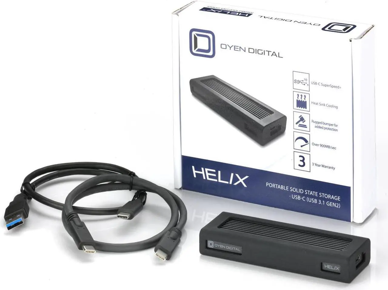 Alt view image 6 of 7 - Oyen Digital Helix Dura 2TB USB-C (USB 3.2 Gen2) NVMe Portable SSD, Up to 1050MB/s