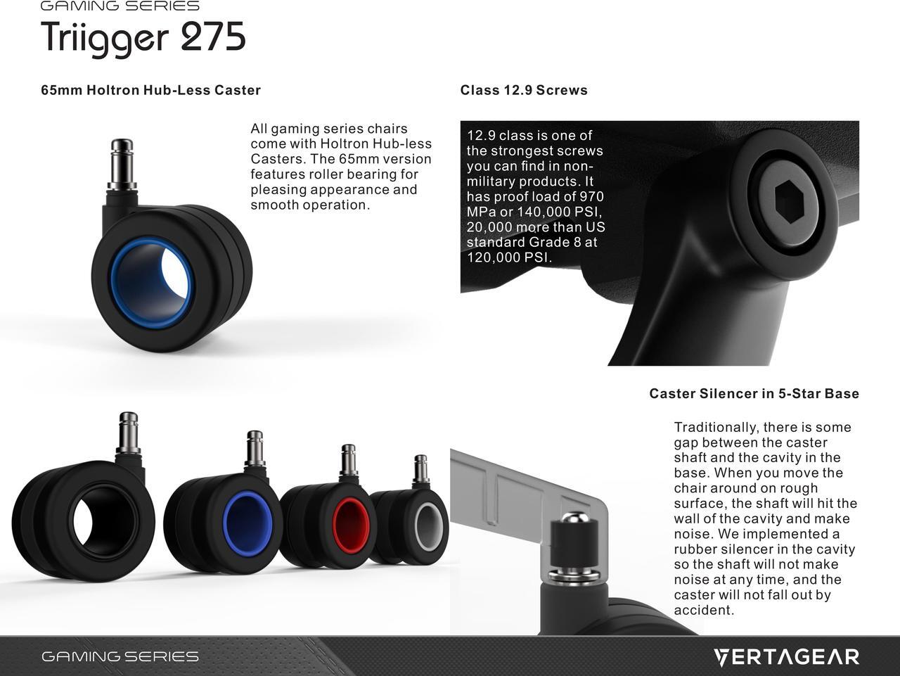 Alt view image 3 of 7 - Vertagear Gaming Series Triigger 275 Ergonomic Office Chair (Red)