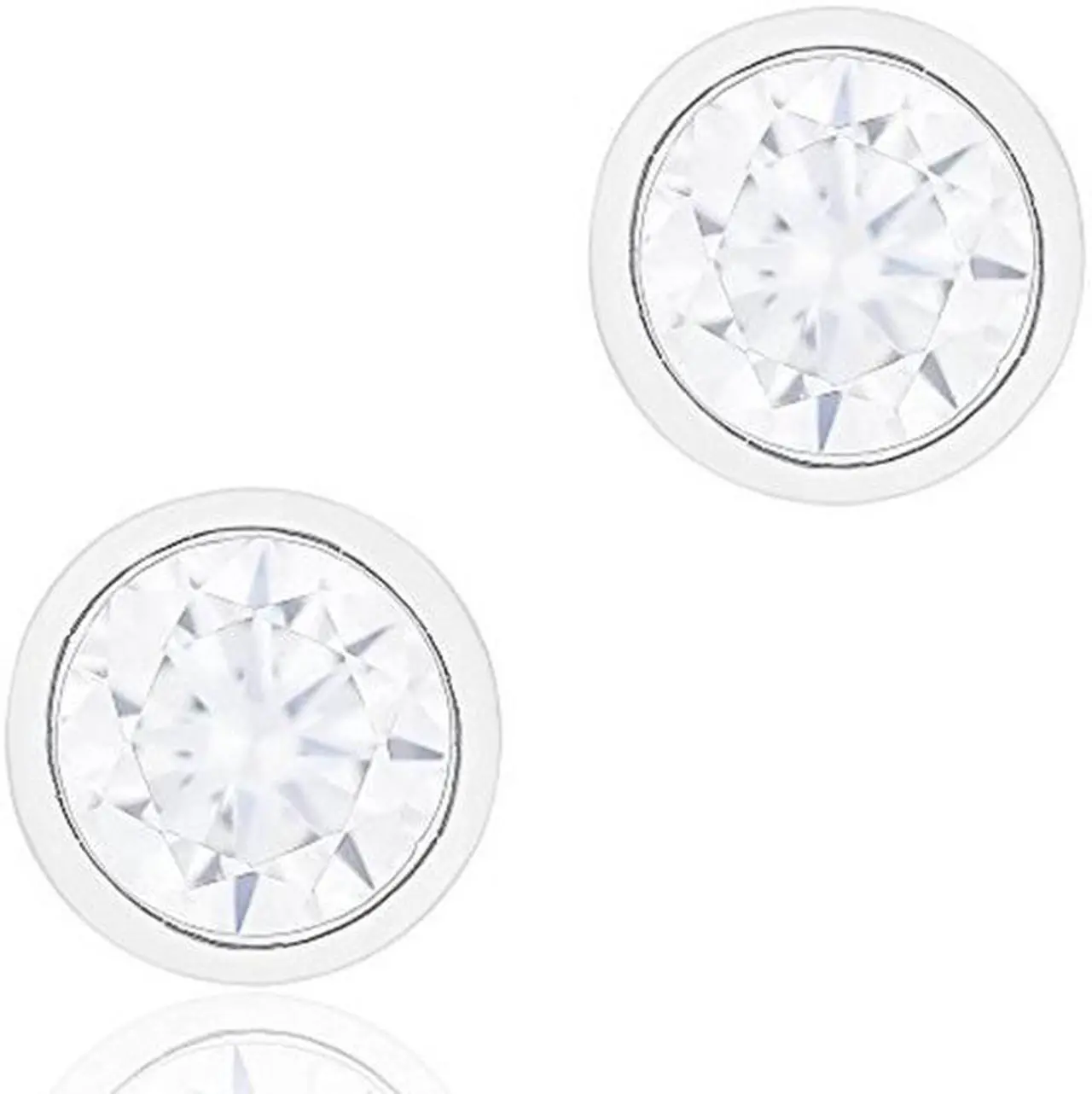 Main image of 18k White Gold Plated Cubic Zirconia Round Cut Unisex Solitaire Stud Earrings (2.00 carats)