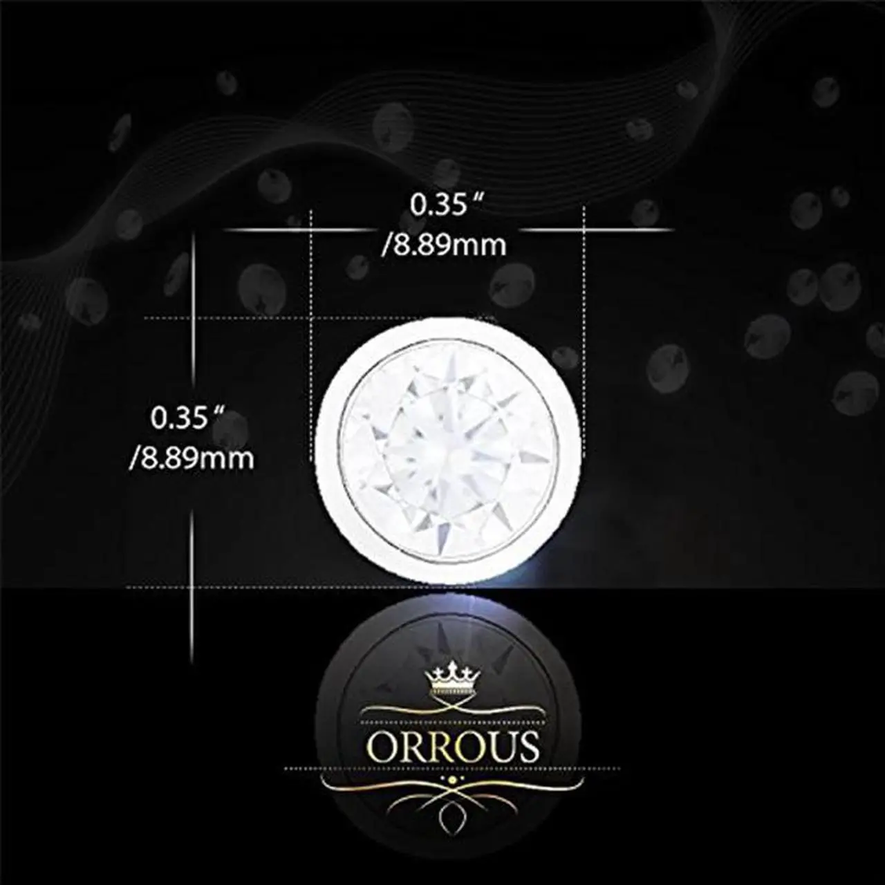 Alt view image 3 of 4 - 18k White Gold Plated Cubic Zirconia Round Cut Unisex Solitaire Stud Earrings (2.00 carats)