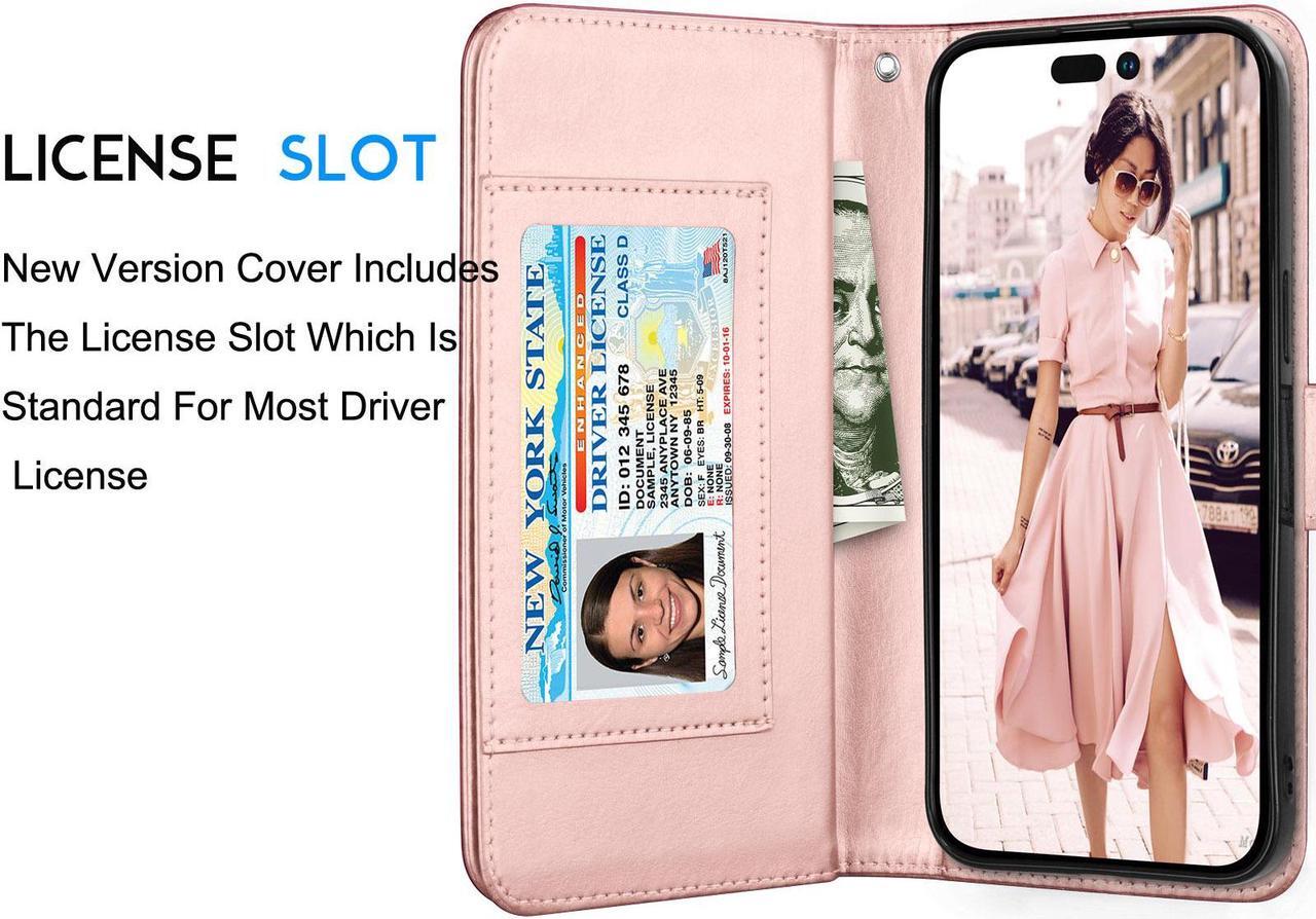 Alt view image 5 of 6 - Tekcoo Wallet Case Compatible with iPhone 15 (6.2 inch) 2023 Luxury ID Cash Credit Card Slots Holder Carrying Pouch Folio Flip PU Leather Cover [Detachable Magnetic Hard Case] with Strap [Marble]