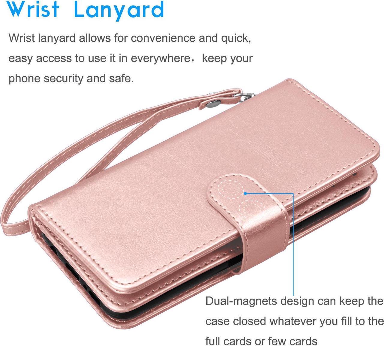 Alt view image 6 of 6 - Galaxy Z Flip 5 Case, 2023 Galaxy Z Flip5 Wallet Case, Tekcoo Luxury PU Leather Credit Card Slots Holder Carrying Folio Cover [Detachable Magnetic Case] Kickstand for Samsung Z Flip5 5G [Rose Gold]
