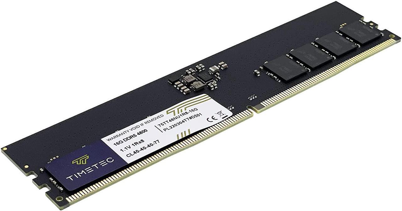 Alt view image 2 of 7 - Timetec 16GB DDR5 4800MHz PC5-38400 Unbuffered Non-ECC 1.1V CL40 1Rx8 Single Rank 288 Pin UDIMM Desktop Memory RAM Module Upgrade (16GB)