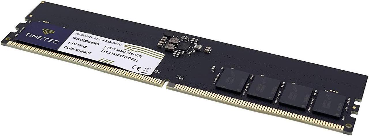 Alt view image 3 of 7 - Timetec 16GB DDR5 4800MHz PC5-38400 Unbuffered Non-ECC 1.1V CL40 1Rx8 Single Rank 288 Pin UDIMM Desktop Memory RAM Module Upgrade (16GB)