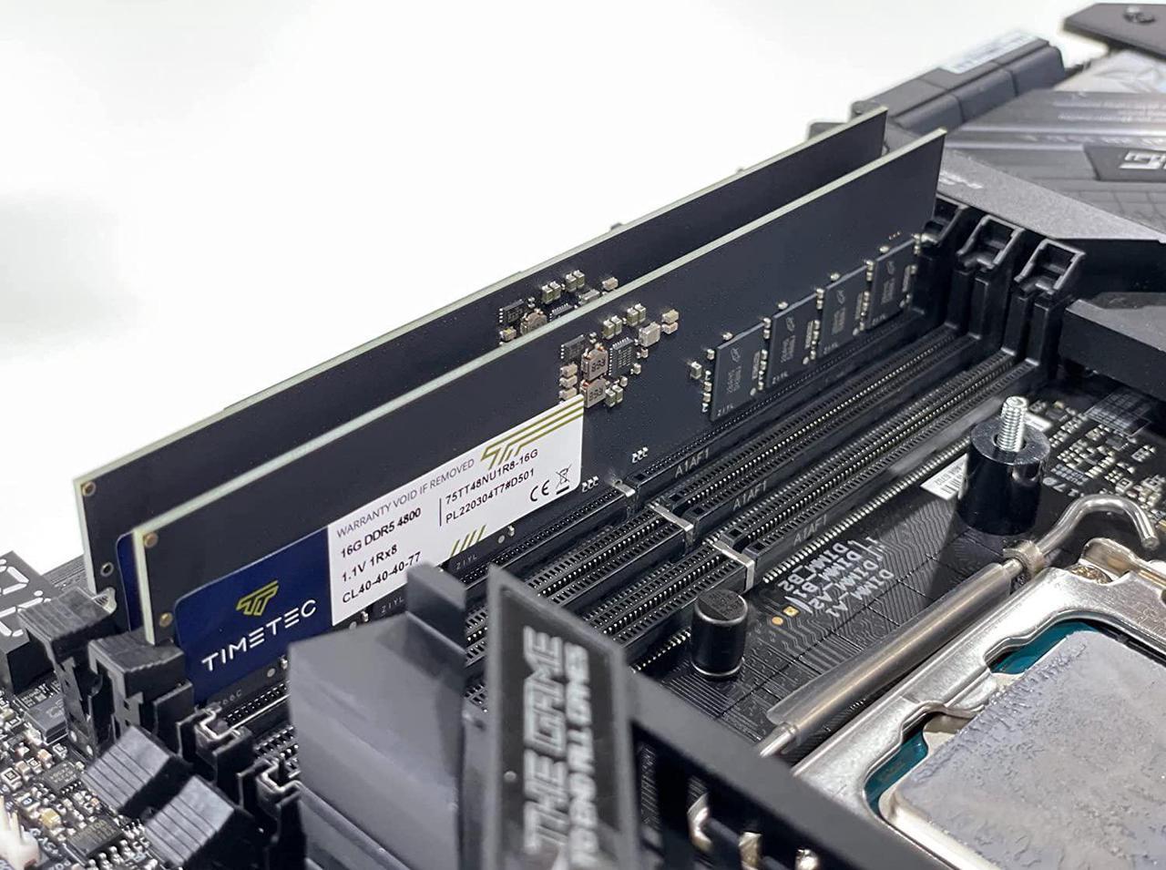 Alt view image 4 of 7 - Timetec 16GB DDR5 4800MHz PC5-38400 Unbuffered Non-ECC 1.1V CL40 1Rx8 Single Rank 288 Pin UDIMM Desktop Memory RAM Module Upgrade (16GB)