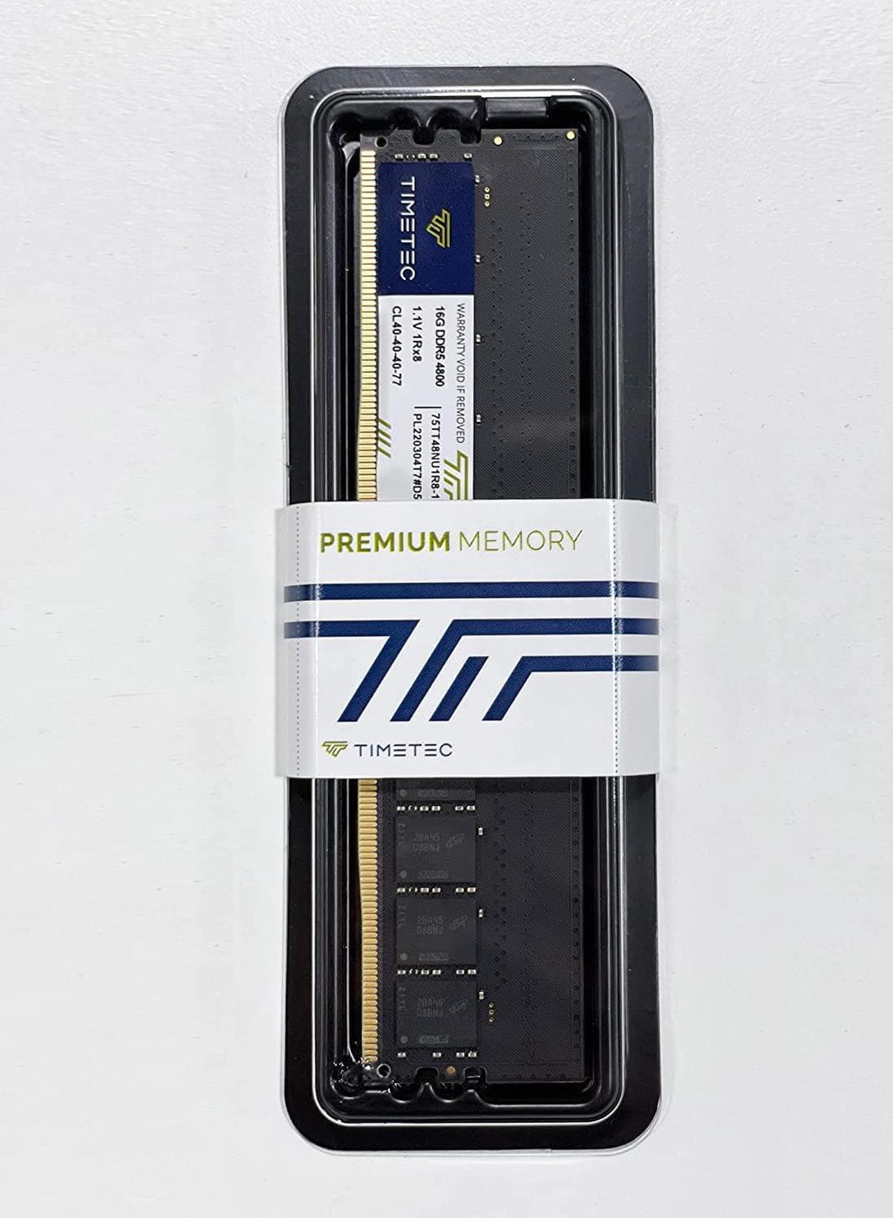 Alt view image 5 of 7 - Timetec 16GB DDR5 4800MHz PC5-38400 Unbuffered Non-ECC 1.1V CL40 1Rx8 Single Rank 288 Pin UDIMM Desktop Memory RAM Module Upgrade (16GB)