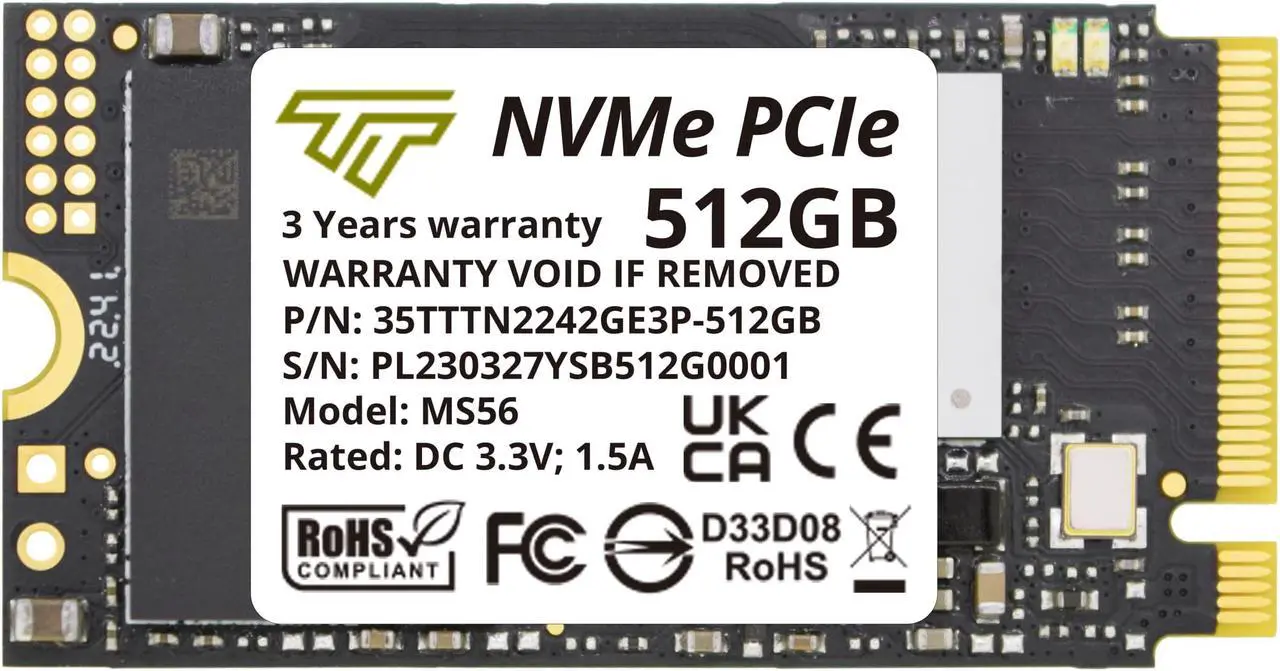 Main image of Timetec 512GB M.2 2242 SSD NVMe PCIe Gen3x4 3D NAND TLC Read/Write Speed Up to 2,100/1,600 MB/s Compatible with Lenovo Thinkpad X1 Nano Gen 2 /ThinkPad 11e Yoga Gen 6 /Thinkpad E15, Laptop and Desktop