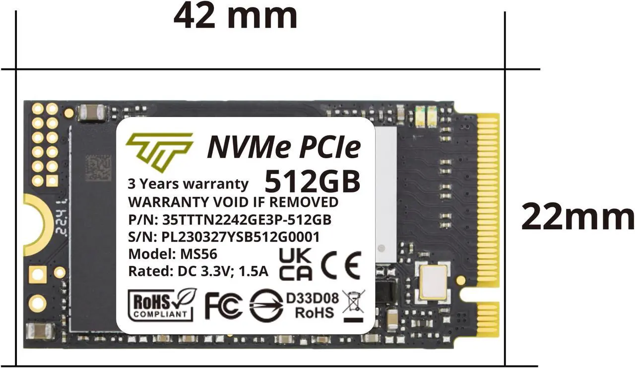 Alt view image 3 of 7 - Timetec 512GB M.2 2242 SSD NVMe PCIe Gen3x4 3D NAND TLC Read/Write Speed Up to 2,100/1,600 MB/s Compatible with Lenovo Thinkpad X1 Nano Gen 2 /ThinkPad 11e Yoga Gen 6 /Thinkpad E15, Laptop and Desktop