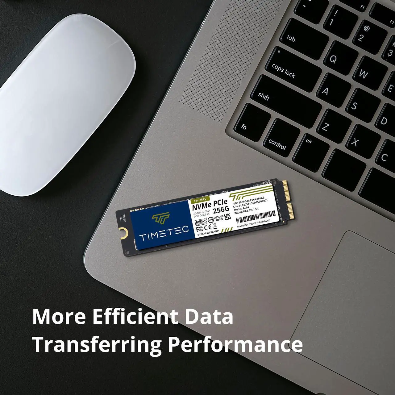 Alt view image 3 of 7 - Timetec 256GB MAC SSD NVMe PCIe Gen3x4 3D NAND TLC Read Up to 1,950MB/s Compatible with Apple MacBook Air (2013-2015, 2017), MacBook Pro (2013-2015), iMac (2013-2019), Mac Pro (2013), Mac Mini (2014)