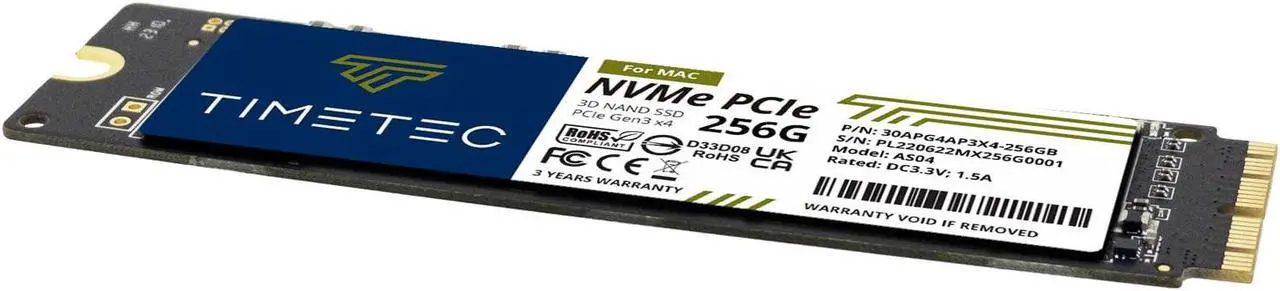 Alt view image 5 of 7 - Timetec 256GB MAC SSD NVMe PCIe Gen3x4 3D NAND TLC Read Up to 1,950MB/s Compatible with Apple MacBook Air (2013-2015, 2017), MacBook Pro (2013-2015), iMac (2013-2019), Mac Pro (2013), Mac Mini (2014)