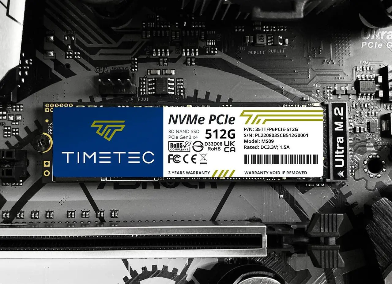 Alt view image 6 of 7 - Timetec 512GB 3D NAND NVMe Gen3x4 PCIe M.2 2280 Internal Solid State Drive